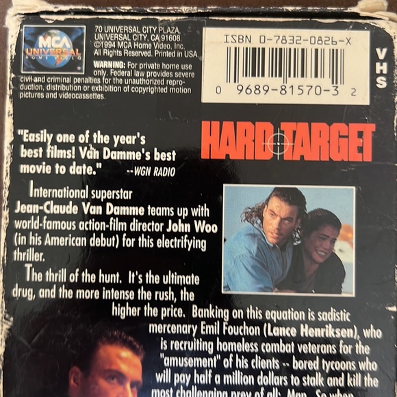 Hard Target [VHS] cassette tape movie with Jean-Claude Van Damme - Picture 4 of 16